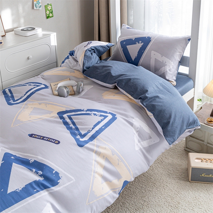 91家纺网 家纺一手货源 找家纺 红馆 2025新款开学季三件套学生上下铺 肌理三角