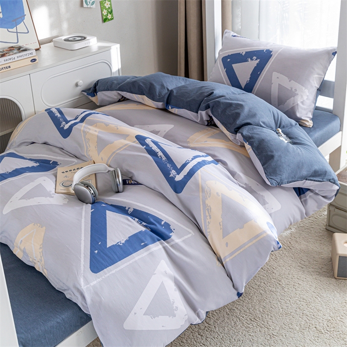 91家纺网 家纺一手货源 找家纺 红馆 2025新款开学季三件套学生上下铺 肌理三角