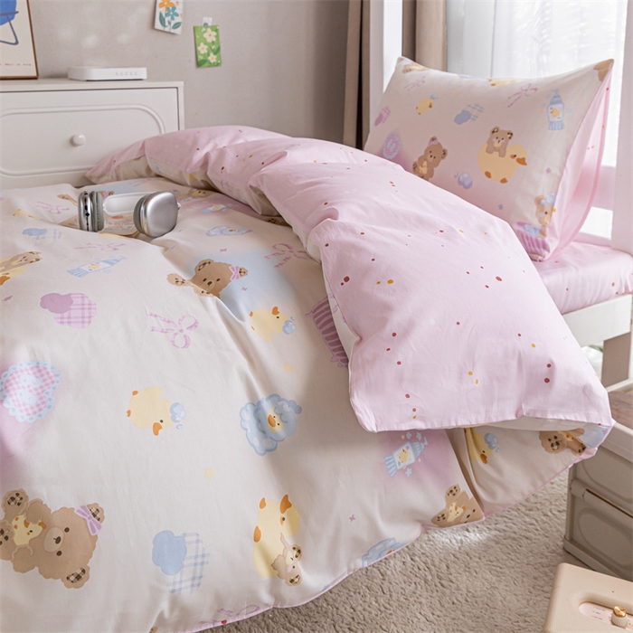 91家纺网 家纺一手货源 找家纺 红馆 2025新款开学季三件套学生上下铺  萌萌泡泡浴