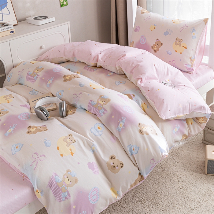 91家纺网 家纺一手货源 找家纺 红馆 2025新款开学季三件套学生上下铺  萌萌泡泡浴