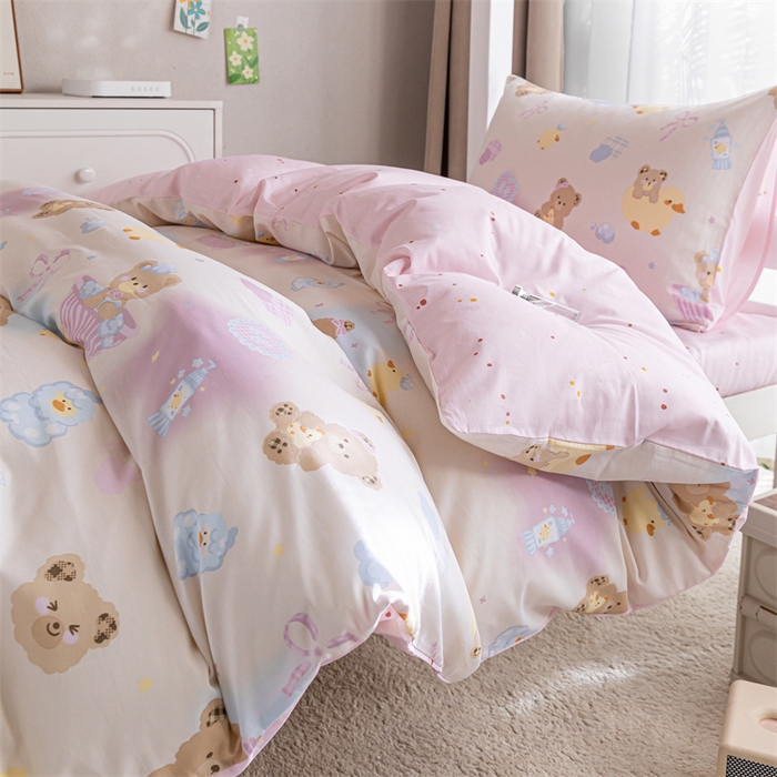 91家纺网 家纺一手货源 找家纺 红馆 2025新款开学季三件套学生上下铺  萌萌泡泡浴