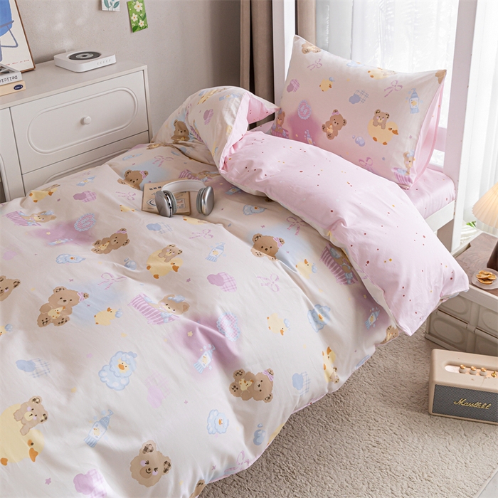 91家纺网 家纺一手货源 找家纺 红馆 2025新款开学季三件套学生上下铺  萌萌泡泡浴