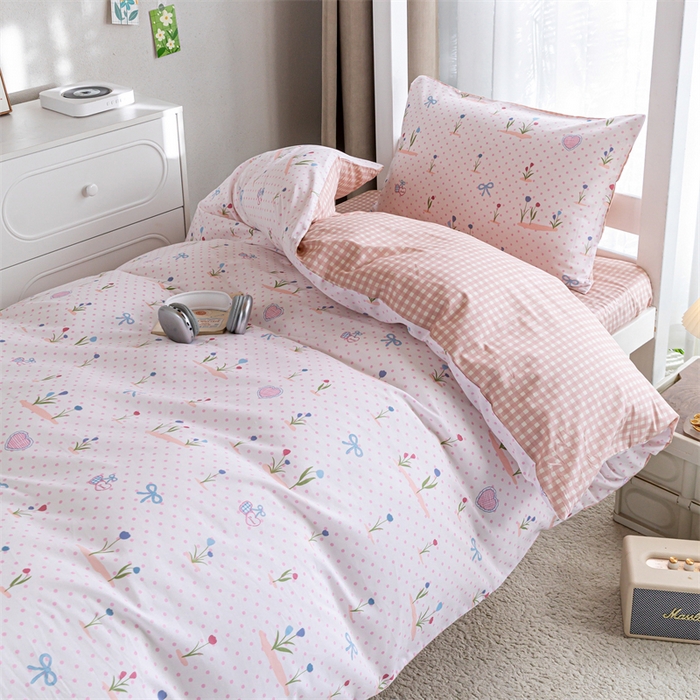 91家纺网 家纺一手货源 找家纺 红馆 2025新款开学季三件套学生上下铺 觅香少女