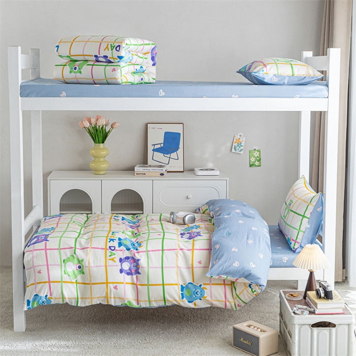 91家纺网 家纺一手货源 找家纺 红馆 2025新款开学季三件套学生上下铺 小怪兽