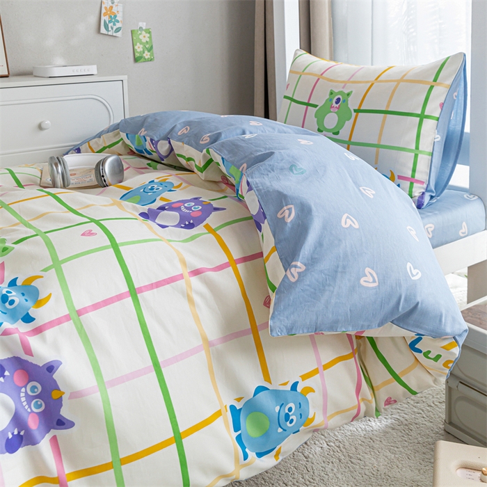 91家纺网 家纺一手货源 找家纺 红馆 2025新款开学季三件套学生上下铺 小怪兽