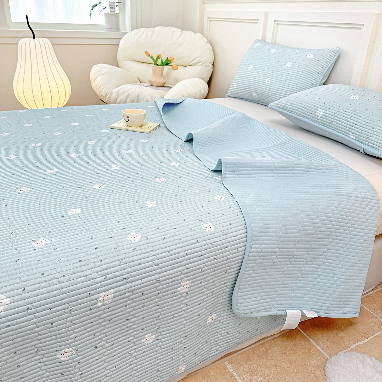 91家纺网 家纺一手货源 找家纺 （总）橘夏家纺 2025新款莱赛尔天丝轻奢风多功能床盖三件套软凉席盖毯