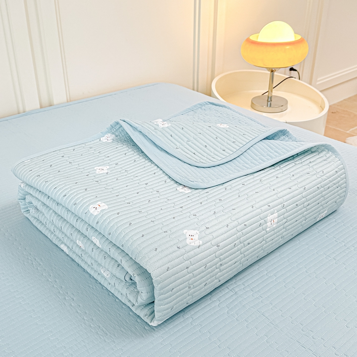 91家纺网 家纺一手货源 找家纺 （总）橘夏家纺 2025新款莱赛尔天丝轻奢风多功能床盖三件套软凉席盖毯