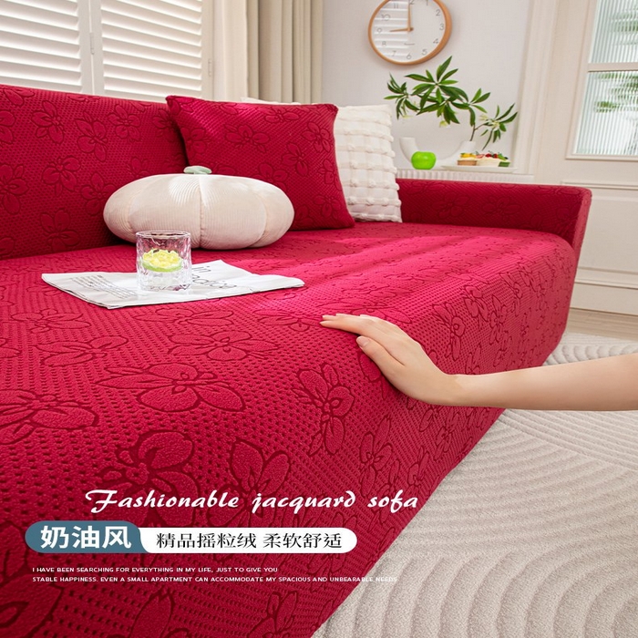 沐沐家纺 2026新款山茶沙发套 红色
