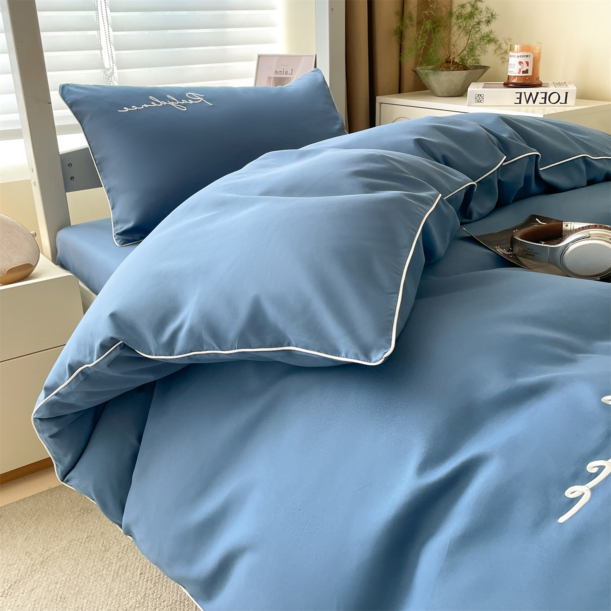 91家纺网 家纺一手货源 找家纺 （总）笙意家纺 2025新款亲肤水洗棉麻绳款学生三件套-安琪系列