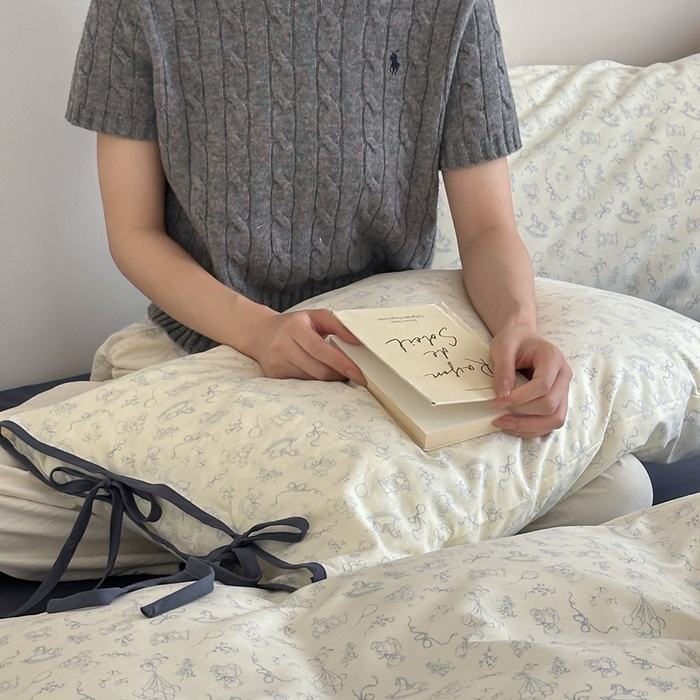 91家纺网 家纺一手货源 找家纺 （总）尺素2025新款 纯棉蝴蝶结绑带款四件套少女心可爱枕套儿童卡通纯棉三件套1.8床笠加大床单民宿床品