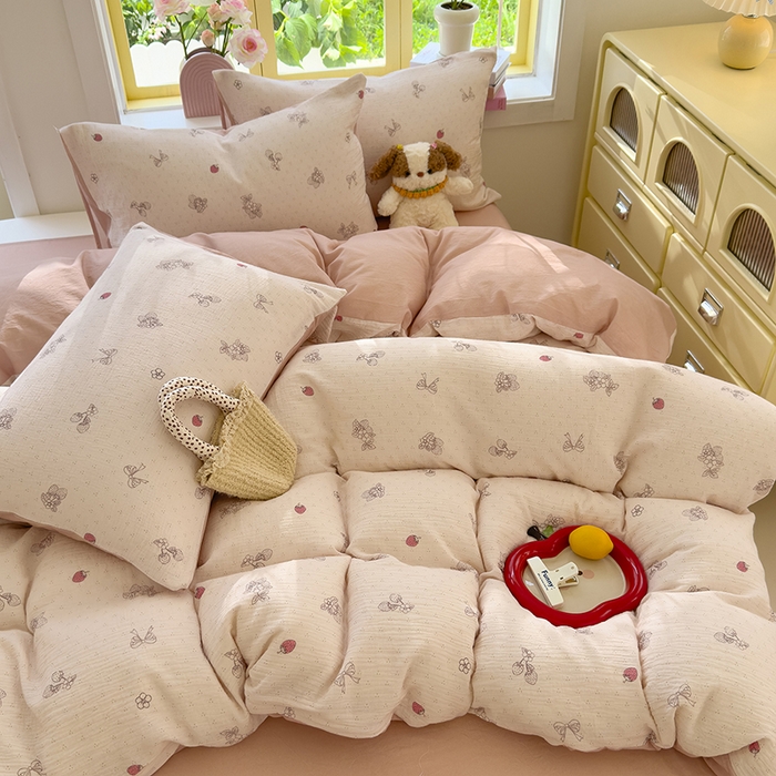 91家纺网 家纺一手货源 找家纺 （总）颜选2025新款105克加厚双层纱木棉四件套（含买家秀）