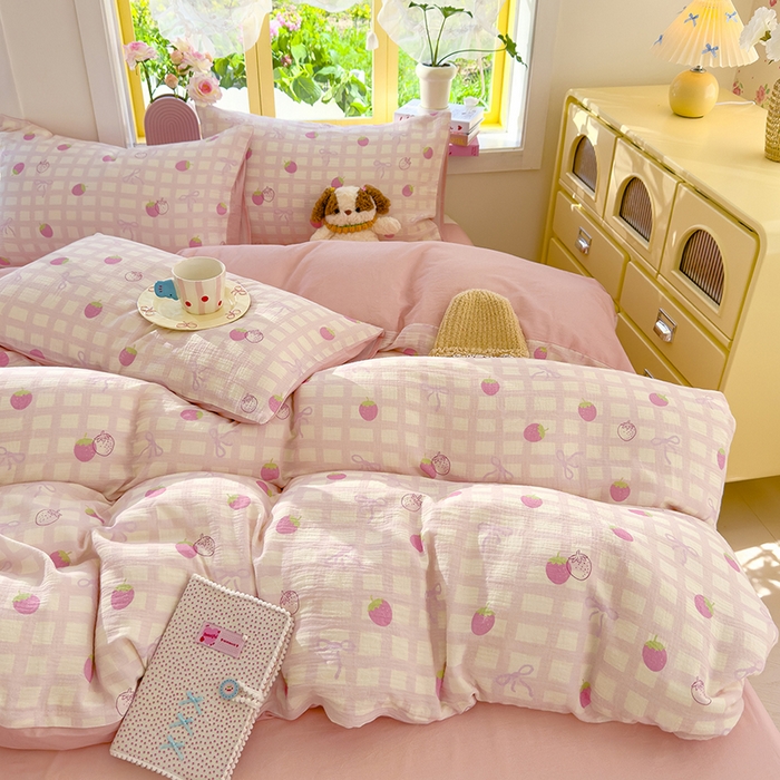 91家纺网 家纺一手货源 找家纺 （总）颜选2025新款105克加厚双层纱木棉四件套（含买家秀）