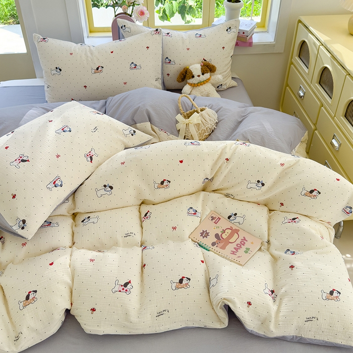 91家纺网 家纺一手货源 找家纺 （总）颜选2025新款105克加厚双层纱木棉四件套（含买家秀）