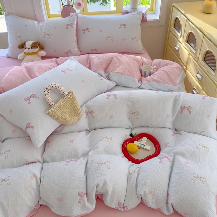 91家纺网 家纺一手货源 找家纺 （总）颜选2025新款105克加厚双层纱木棉四件套（含买家秀）