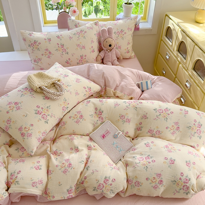 91家纺网 家纺一手货源 找家纺 （总）颜选2025新款105克加厚双层纱木棉四件套（含买家秀）