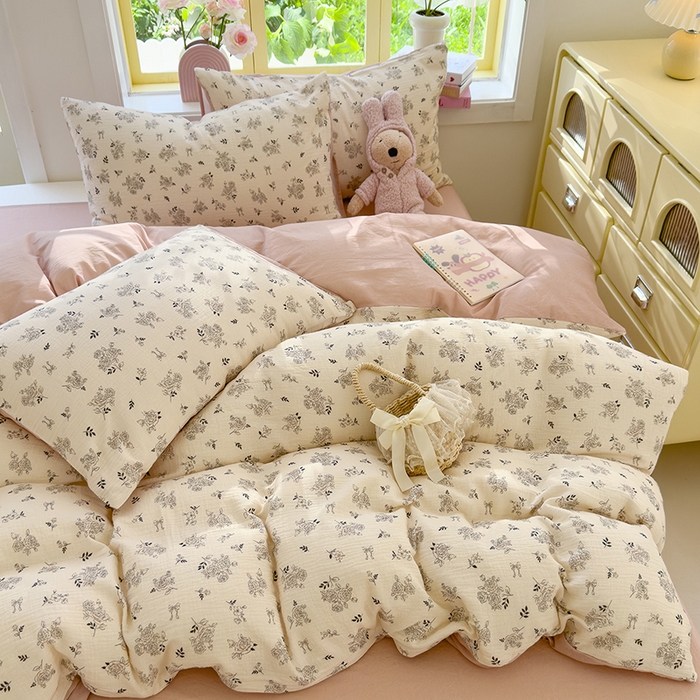 91家纺网 家纺一手货源 找家纺 （总）颜选2025新款105克加厚双层纱木棉四件套（含买家秀）