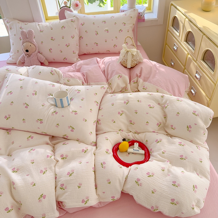 91家纺网 家纺一手货源 找家纺 （总）颜选2025新款105克加厚双层纱木棉四件套（含买家秀）