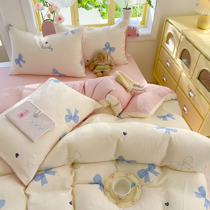 91家纺网 家纺一手货源 找家纺 （总）颜选2025新款105克加厚双层纱木棉四件套（含买家秀）