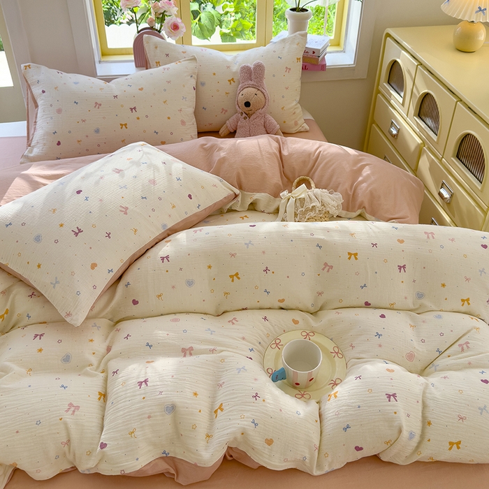 91家纺网 家纺一手货源 找家纺 （总）颜选2025新款105克加厚双层纱木棉四件套（含买家秀）