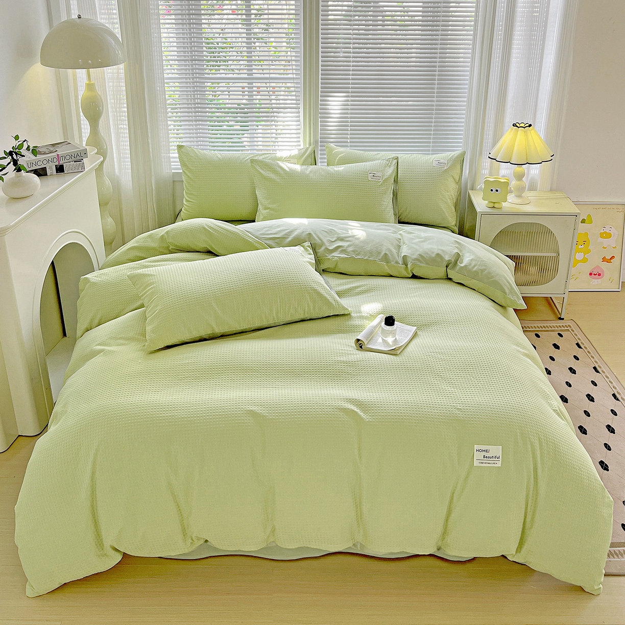 91家纺网 家纺一手货源 找家纺 慕尚家纺 2025新款高端40s加厚款全棉纯棉纯色四件套 薄荷绿