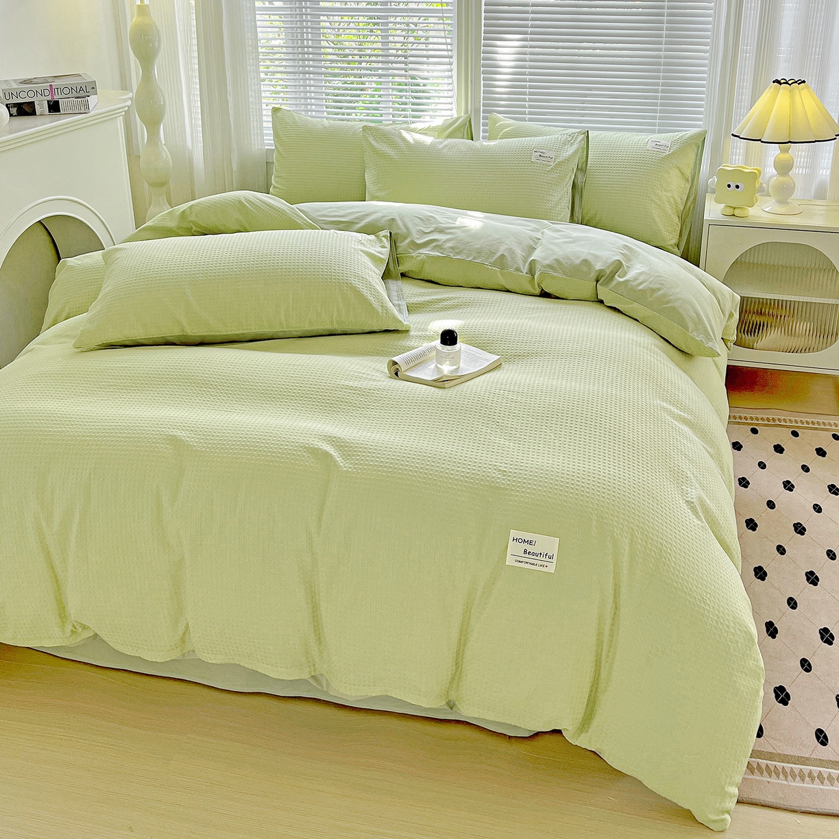 91家纺网 家纺一手货源 找家纺 慕尚家纺 2025新款高端40s加厚款全棉纯棉纯色四件套 薄荷绿