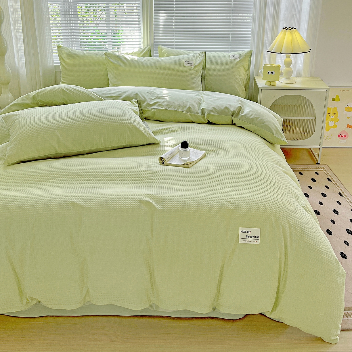 91家纺网 家纺一手货源 找家纺 慕尚家纺 2025新款高端40s加厚款全棉纯棉纯色四件套 薄荷绿