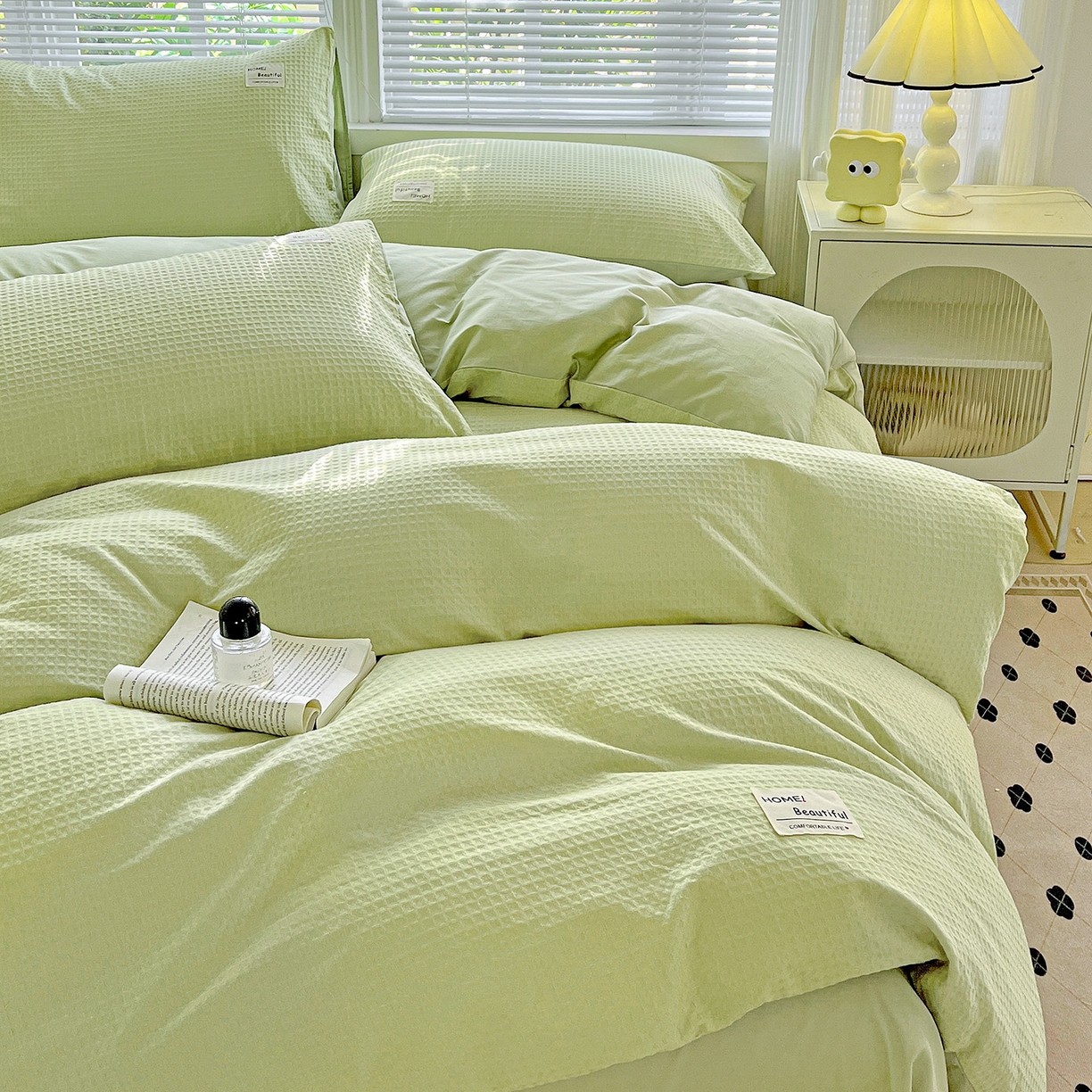 91家纺网 家纺一手货源 找家纺 慕尚家纺 2025新款高端40s加厚款全棉纯棉纯色四件套 薄荷绿