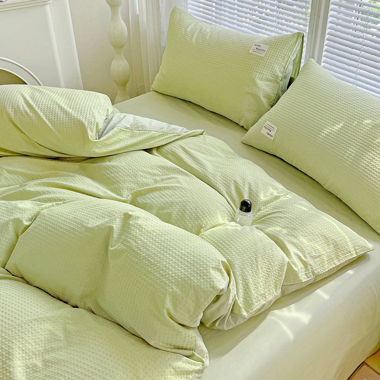 91家纺网 家纺一手货源 找家纺 慕尚家纺 2025新款高端40s加厚款全棉纯棉纯色四件套 薄荷绿