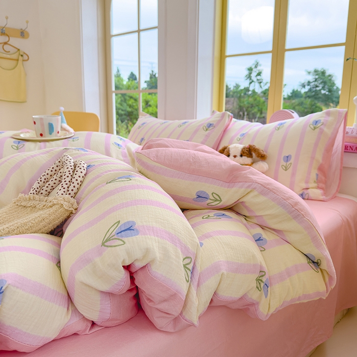 91家纺网 家纺一手货源 找家纺 （总）颜选2025新款105克加厚双层纱木棉四件套（含买家秀）