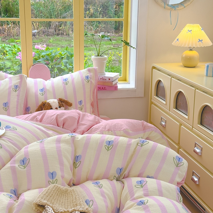 91家纺网 家纺一手货源 找家纺 （总）颜选2025新款105克加厚双层纱木棉四件套（含买家秀）