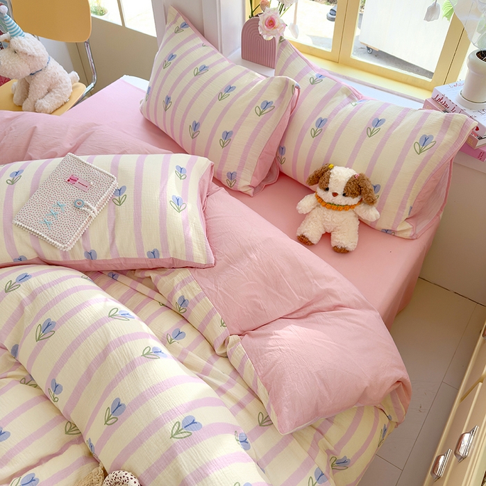 91家纺网 家纺一手货源 找家纺 （总）颜选2025新款105克加厚双层纱木棉四件套（含买家秀）