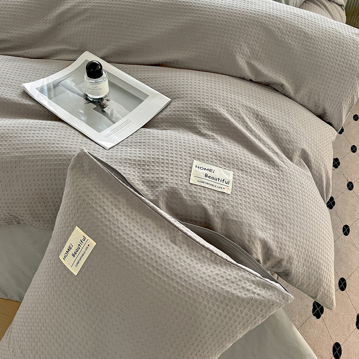 91家纺网 家纺一手货源 找家纺 慕尚家纺 2025新款高端40s加厚款全棉纯棉纯色四件套 北欧灰