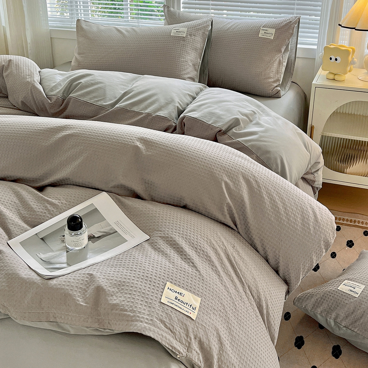 91家纺网 家纺一手货源 找家纺 慕尚家纺 2025新款高端40s加厚款全棉纯棉纯色四件套 北欧灰