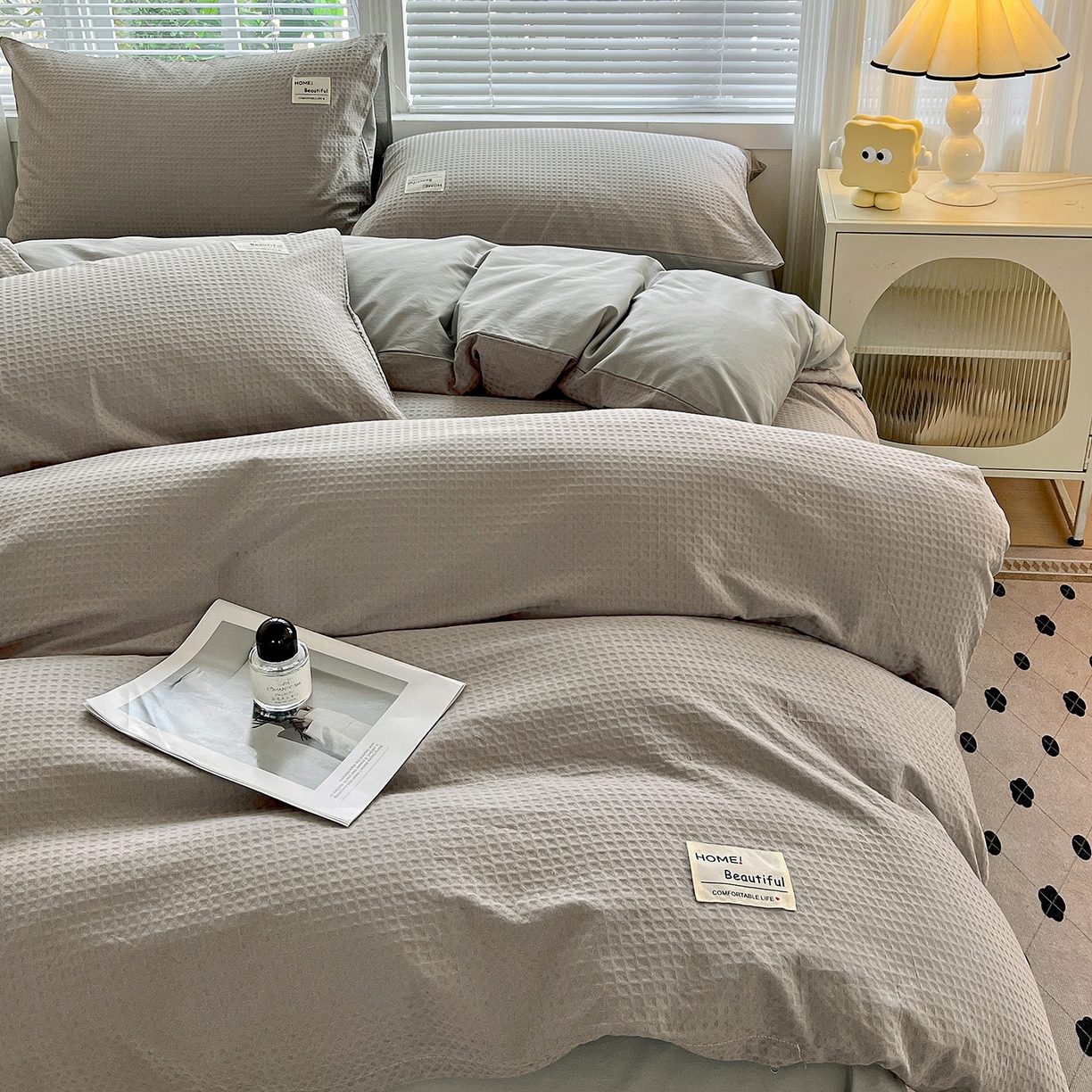 91家纺网 家纺一手货源 找家纺 慕尚家纺 2025新款高端40s加厚款全棉纯棉纯色四件套 北欧灰