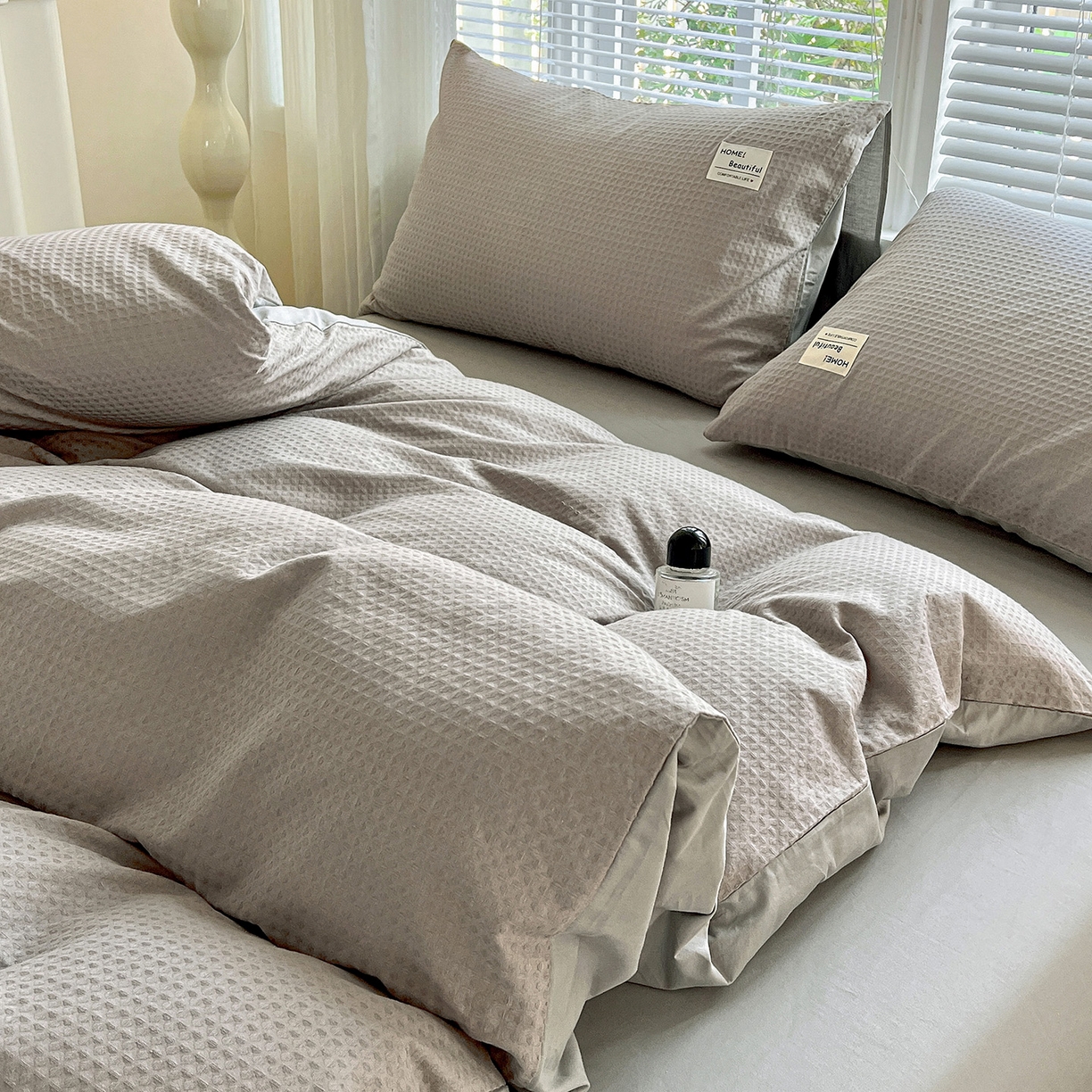 91家纺网 家纺一手货源 找家纺 慕尚家纺 2025新款高端40s加厚款全棉纯棉纯色四件套 北欧灰