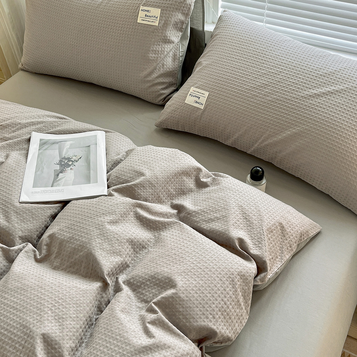 91家纺网 家纺一手货源 找家纺 慕尚家纺 2025新款高端40s加厚款全棉纯棉纯色四件套 北欧灰