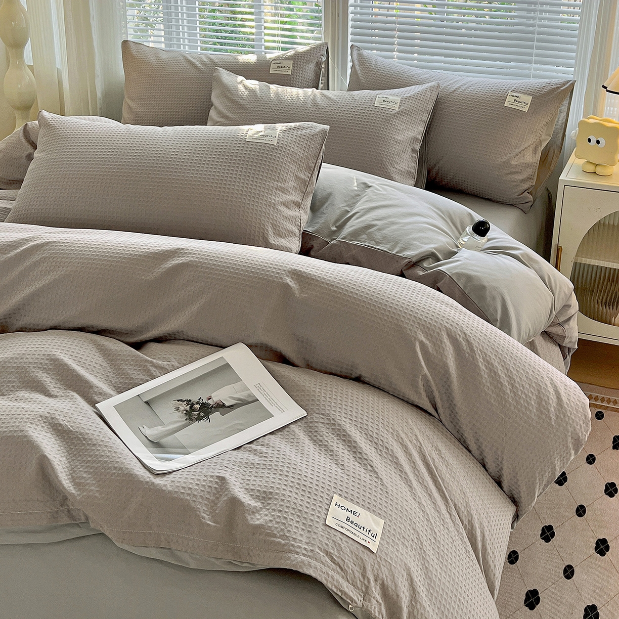 91家纺网 家纺一手货源 找家纺 慕尚家纺 2025新款高端40s加厚款全棉纯棉纯色四件套 北欧灰