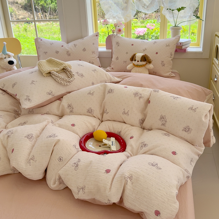 91家纺网 家纺一手货源 找家纺 颜选2025新款105克加厚双层纱木棉四件套（含买家秀） 本顾