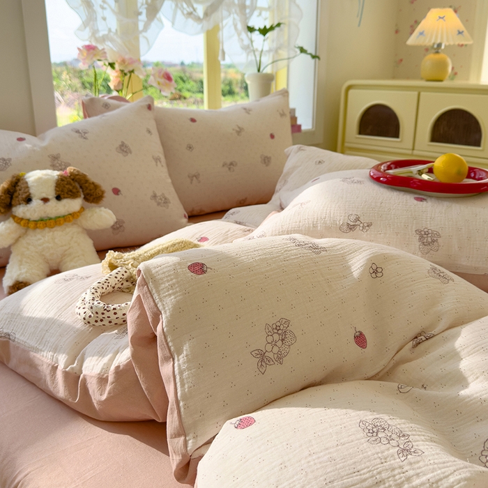 91家纺网 家纺一手货源 找家纺 颜选2025新款105克加厚双层纱木棉四件套（含买家秀） 本顾