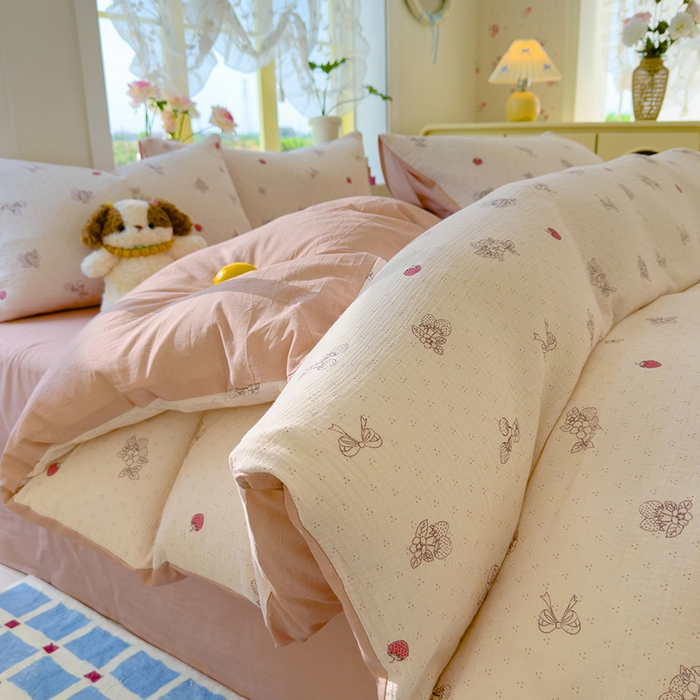 91家纺网 家纺一手货源 找家纺 颜选2025新款105克加厚双层纱木棉四件套（含买家秀） 本顾