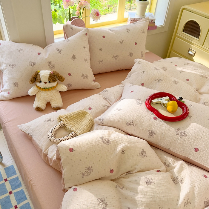 91家纺网 家纺一手货源 找家纺 颜选2025新款105克加厚双层纱木棉四件套（含买家秀） 本顾