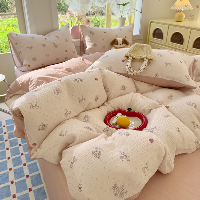 91家纺网 家纺一手货源 找家纺 颜选2025新款105克加厚双层纱木棉四件套（含买家秀） 本顾