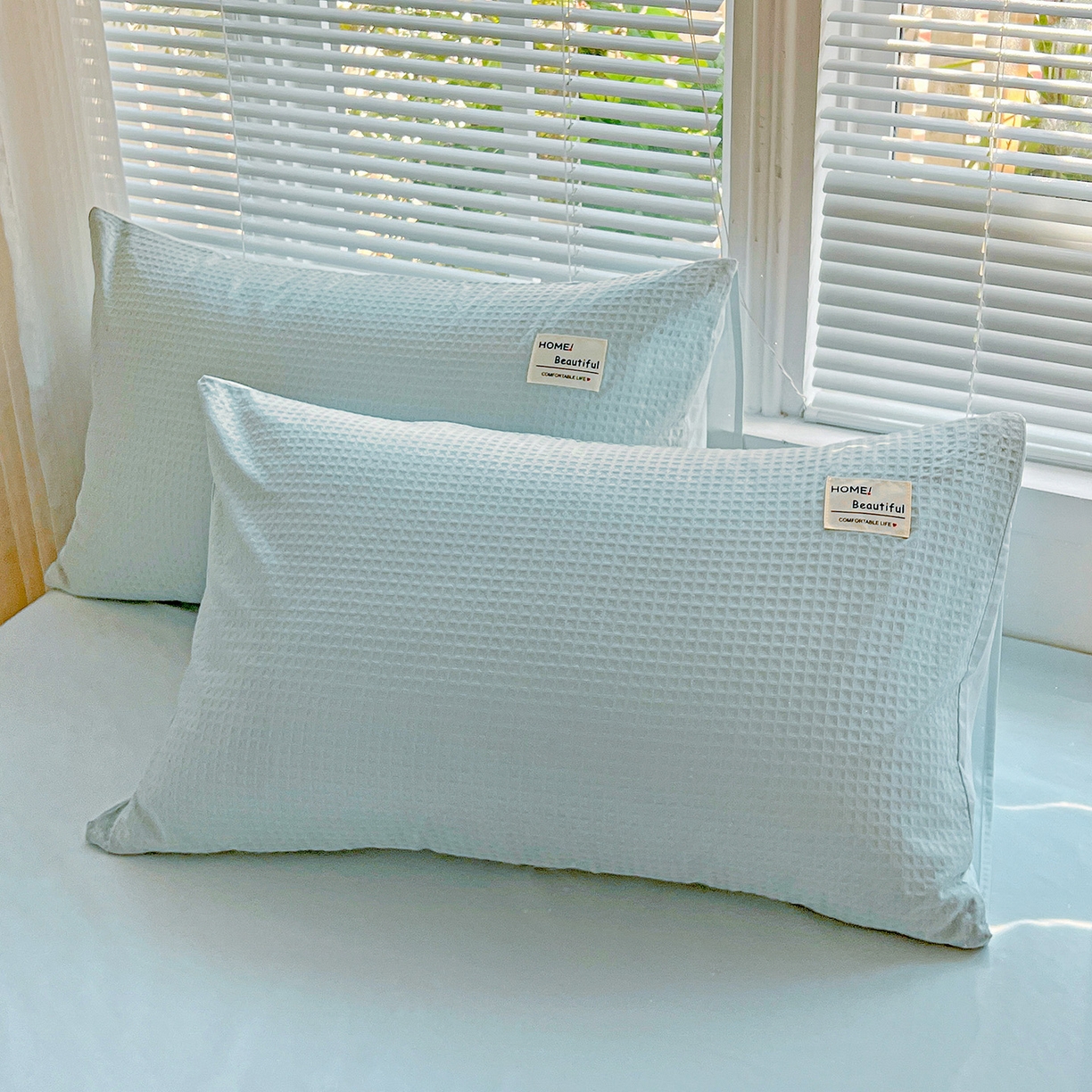 91家纺网 家纺一手货源 找家纺 慕尚家纺 2025新款高端40s加厚款全棉纯棉纯色四件套 冰心蓝