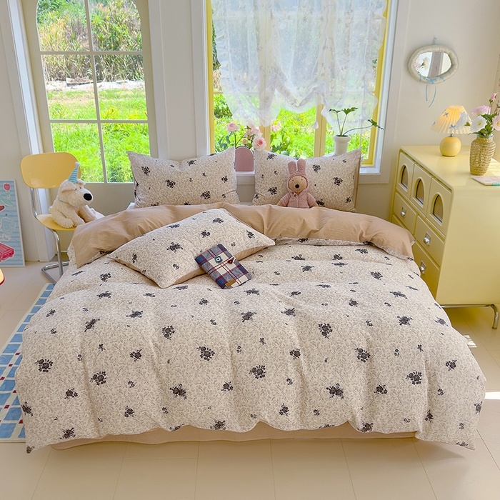 91家纺网 家纺一手货源 找家纺 颜选2025新款105克加厚双层纱木棉四件套（含买家秀） 黛锦