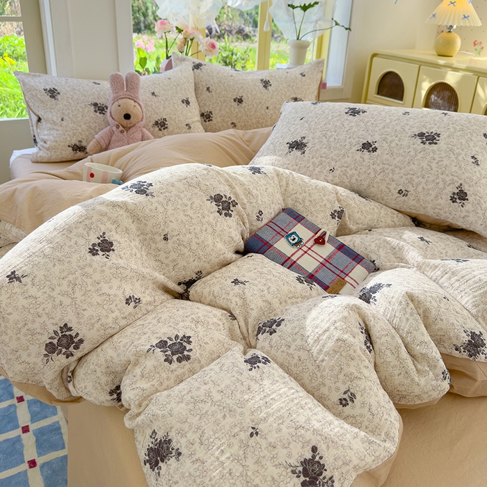 91家纺网 家纺一手货源 找家纺 颜选2025新款105克加厚双层纱木棉四件套（含买家秀） 黛锦