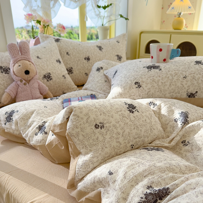 91家纺网 家纺一手货源 找家纺 颜选2025新款105克加厚双层纱木棉四件套（含买家秀） 黛锦