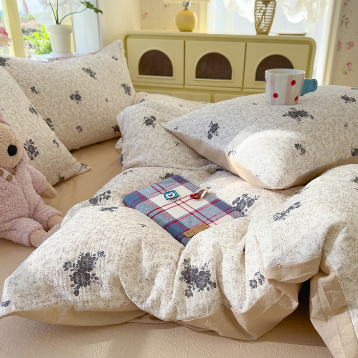 91家纺网 家纺一手货源 找家纺 颜选2025新款105克加厚双层纱木棉四件套（含买家秀） 黛锦