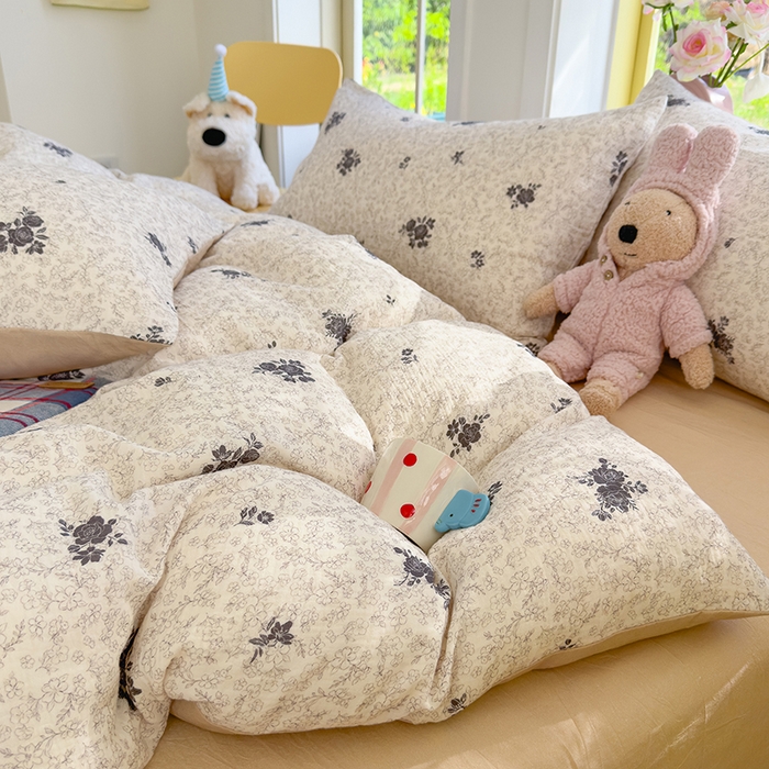 91家纺网 家纺一手货源 找家纺 颜选2025新款105克加厚双层纱木棉四件套（含买家秀） 黛锦