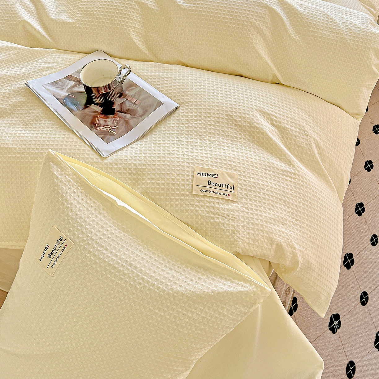 91家纺网 家纺一手货源 找家纺 慕尚家纺 2025新款高端40s加厚款全棉纯棉纯色四件套 奶油白