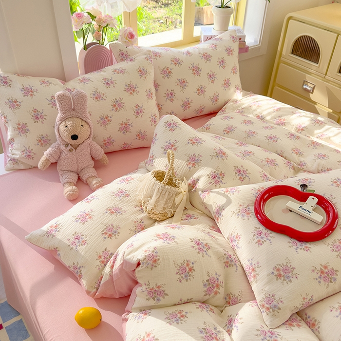 91家纺网 家纺一手货源 找家纺 颜选2025新款105克加厚双层纱木棉四件套（含买家秀） 蔓禾